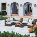 Elegant 4 Person Wicker Patio Seating Set With Cushions And Glass Top Table by HouseOfZazla