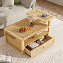 Coffee Table With 1 Storage Shelf, 2 Tabletops And 1 Rattan Drawer by HouseOfZazla