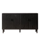 Modern Sideboard Cabinet With Decorative Nailhead Accents, Stylish Storage Solution For Dining, Living Rooms - Black