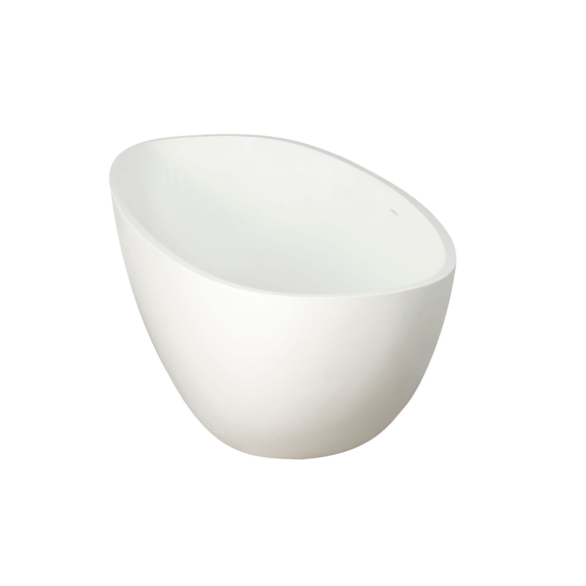 65.2" Freestanding Solid Surface Soaking Bathtub For Bathroom - Matte White, photo 8 of 11