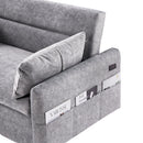 55.1" Pull Out Sleep Sofa Bed Loveseats Sofa Couch with Adjustable Backrest, Storage Pockets, 2 Soft Pillows, USB Ports for Living Room, Bedroom, Apartment, Office,Grey