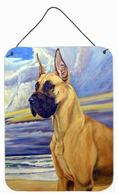 Fawn Great Dane at the beach Aluminium Metal Wall or Door Hanging Prints