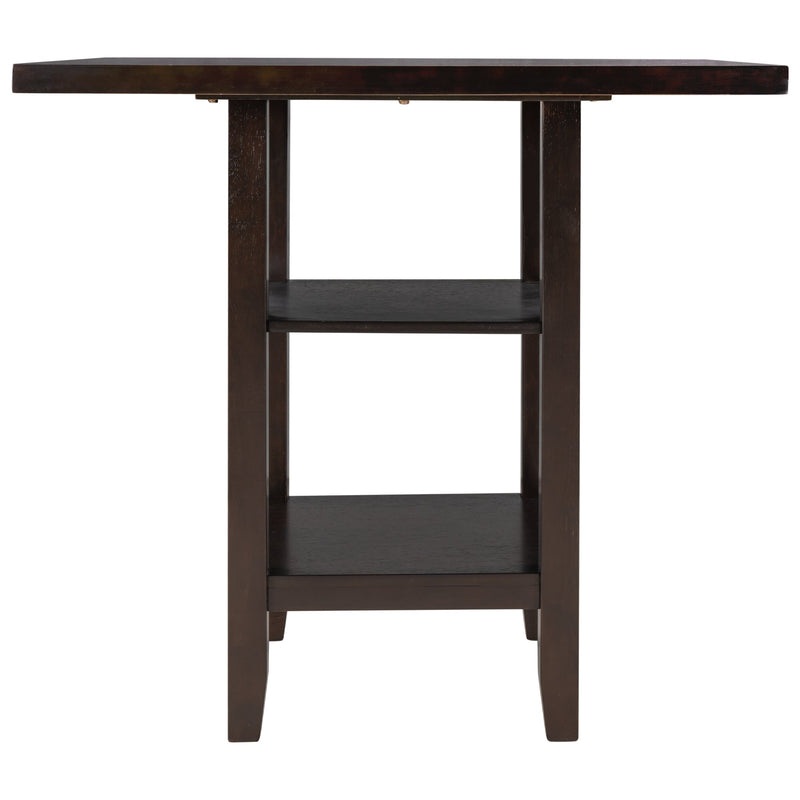 5-Piece Wooden Counter Height Dining Set with Padded Chairs and Storage Shelving (Espresso)