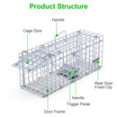 2Pcs Foldable Rat Trap Cage Humane Live Rodent Trap Cage Galvanized Iron Mice Mouse Control Bait Catch with Detachable L Shaped Rod For Kitchen Garden