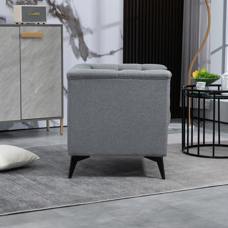 Accent Chair Living Room Chairs Single Sofa Chair,Arm Chairs with Linen Fabric, Mid Century Accent Arm Chairs Comfy Reading Lounge Club Armchair for Bedroom Office Study