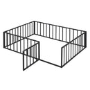 Metal Floor Bed Frame With Fence And Door by HouseOfZazla