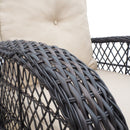 Garden Rocking Chair, Outdoor Rattan Rocker Chair With All-Weather Hand-Woven Resin Wicker, Patio Relaxing Lounge Furniture With Powder-Coated Metal Frame For Backyard, Porch - Brown / Beige by HouseOfZazla