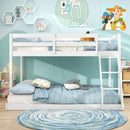 Twin Over Full Bunk Bed Low Floor Bunk Bed Frame by LJGDeals
