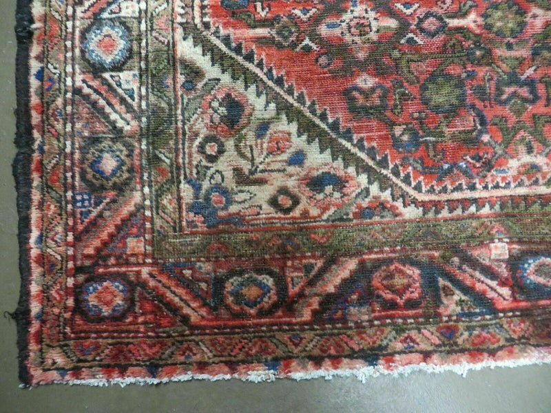 5' 6" X 10' Antique Handmade India Floral Oriental Wool Rug Veg Dyes Red Nice