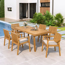 7 Piece Patio Furniture Set Acacia Wood Table And 6 Cushioned Chairs by HouseOfZazla