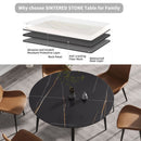 Modern Artificial Stone Round Dining Table With Metal Legs, Can Accommodate 6 People - Black by HouseOfZazla