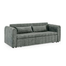 3 in 1 Pull-Out Bed Sleeper, Modern Upholstered 3 Seats Lounge Sofa & Couches with Rolled Arms Decorated with Copper Nails, Convertible Futon 3 Seats Sofabed with Two Drawers and Two Pillows