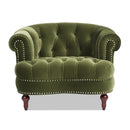 La Rosa Victorian Tufted Upholstered Accent Chair, Olive Green Performance Velvet by HouseOfZazla