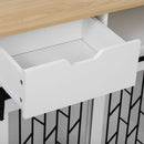 Modern Style 2 In 1 Pet Friendly Dog Crate Kitchen Island End Table Metal Pine - Natural / White by HouseOfZazla