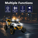 Ride On Models 12V Kids Electric Truck With Remote Control, Front & Rear Suspension, 2 Seater UTV, Flashlights, Music Player - Yellow / White by HouseOfZazla