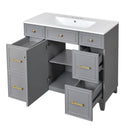 Bathroom Vanity With Ceramic Sink, Soft Close Doors, Adjustable Shelves by HouseOfZazla