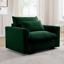 Green Corduroy Deep Seat Single Sofa Accent Chair