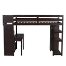 Loft Bed With Storage Drawers, Desk And Stairs With Shelves