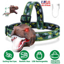 Dinosaur Headlamp Kids Headlight Dinosaur Flashlight with Realistic Roar Sound 4 Modes Adjustable Headband Kid Camping Gear Unique Gifts for Boys by GBruno Store
