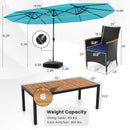 11 Pieces Patio Dining Set with LED Patio Umbrella with Base and Seat Cushions (Navy) by LJGDeals