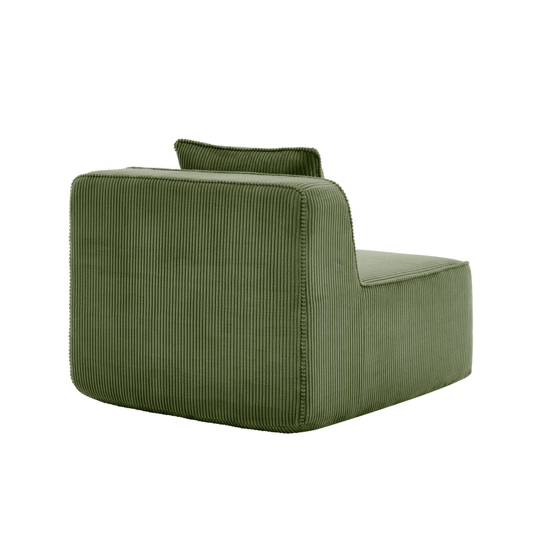 Armless Sofa with Pillow - Green Corduroy, photo 4 of 9