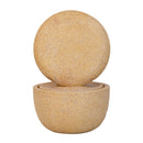 Cement Round Water Fountain With Light And Pump - Beige / Yellow by Unique Piece Furniture