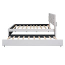 Upholstered Platform Bed With Brick Pattern Headboard And Twin Long Size Trundle by Unique Piece Furniture