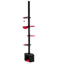 Floor to Ceiling Gothic Cat Tree 97-118 Inches Adjustable 5-Tier with Condo-Black by LJGDeals