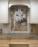 Horse Mosaic in Creamy Natural Stones
