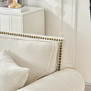 3 Seater Sofa With Tufted Upholstery, Rolled Arms, Nailhead Trim