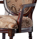 Bernice - Oval Back Chair With Floral Carvings - Brown / Beige Gray by HouseOfZazla
