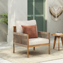 Modern Outdoor Woven Lounge Chair With Solid Wood Frame - Teak by HouseOfZazla