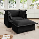 Upholstered Slipcovered Armchair with Ottoman