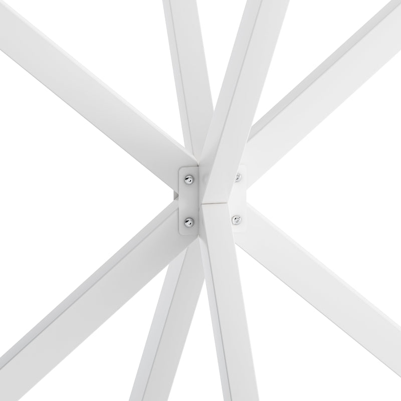 42.13" Modern Cross Leg Round Dining Table, White Top Occasional Table, Two Piece Removable Top, Matte Finish Iron Legs