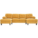 U-Shaped Sectional Sofa 103.5" Fabric Couch With Dual Chaise Lounges, Storage Pockets, Armrest Pillows by Unique Piece Furniture