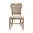 Classic Retro Dining Chair (Set of 2) With Rattan Backrest - Dark Brown / Beige