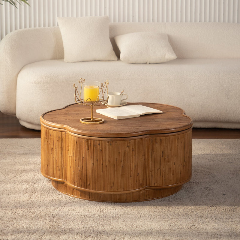 Flower-Shaped Rattan Coffee Table with Storage, photo 4 of 10