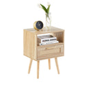 15.75" Rattan End Table With Drawer And Solid Wood Legs, Modern Nightstand, Side Table For Living Room, Bedroom by Unique Piece Furniture
