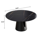 Modern Artificial Stone Round Carbon Steel Base Dining Table, Can Accommodate 6 People - Black / Gold by Unique Piece Furniture