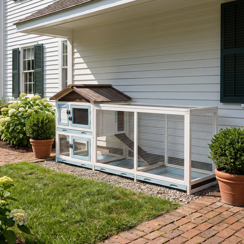 Outdoor Multi-Level Fir Wood Rabbit Hutch, photo 2 of 10