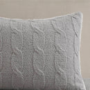 3 Pieces Full/Queen Cable Knit Chenille Comforter Set Gray