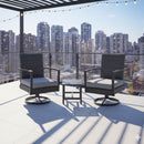 3 Piece Patio Furniture, Swivel Rocker Bistro Set With Side Table & Cushions For Porch - Gray by HouseOfZazla