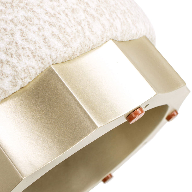 Hampton - Round Upholstered Ottoman With Scalloped Base - Speckled Egg Beige, photo 7 of 7