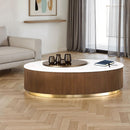 Oval Cocktail Table - Brown / Gold / White by HouseOfZazla
