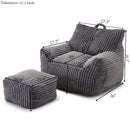 Giant Bean Bag Chair With Armrests And Footstool by HouseOfZazla