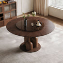 Round Dining Table With Lazy Susan For Living Room - Walnut by HouseOfZazla