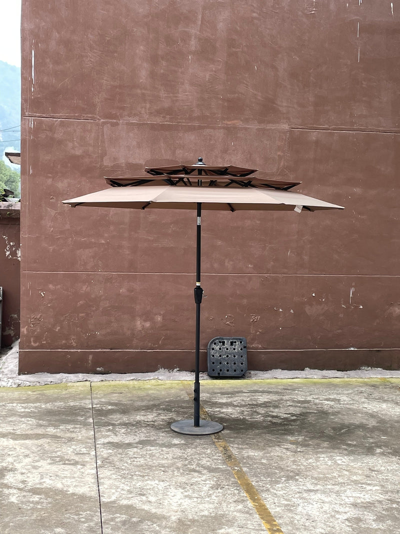 9Ft 3-Tiers Outdoor Patio Umbrella with Crank and tilt and Wind Vents for Garden Deck Backyard Pool Shade Outside Deck Swimming Pool