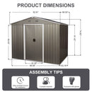 8Ft x 6Ft Outdoor Metal Storage Shed With Floor Base (SKU: W540S00012) - Gray by HouseOfZazla