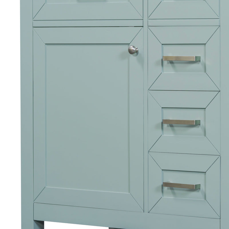 30" Bathroom Vanity without Sink, Cabinet Base Only, Bathroom Cabinet with Drawers, Solid Frame and MDF Board, Green