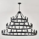 3 Tiers Wagon Wheel Chandelier - 54-Light Matte Black Metal by HouseOfZazla